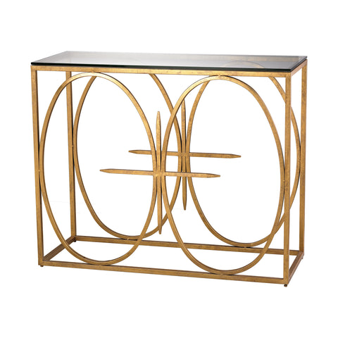 Dimond Home Amal Metal & Glass Console Table (Gold & Clear Top)