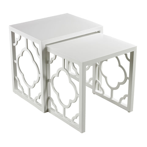 Sterling Wood Nesting Tables – Set of 2 (White)