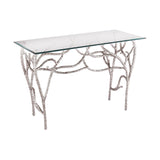 Dimond Home Metropolitan Metal & Glass Console Table (Silver & Clear Top)