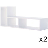 Cube Bookcase - Tema Domino Duo Stackable Wood Bookshelves – White Or Walnut