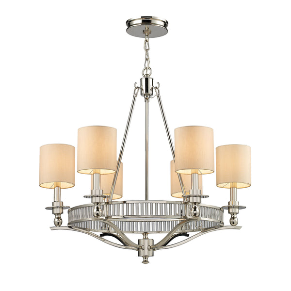 Braxton 6-Light Polished Nickel Light Vintage Fixture Ceiling Chandelier