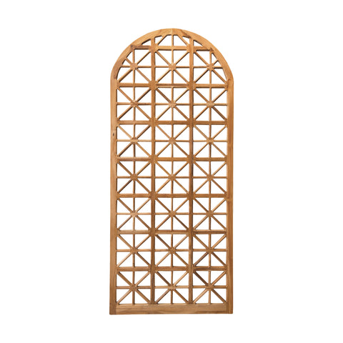 Arched Teak Lattice Floor Euro Teak Oil Home Beveled Mounted Wall Mirror