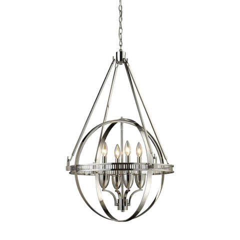 Hemispheres 4-Light Polished Nickel Light Vintage Fixture Ceiling Chandelier