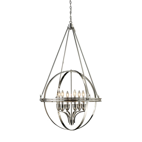 Hemispheres 6-Light Polished Nickel Light Vintage Fixture Ceiling Chandelier