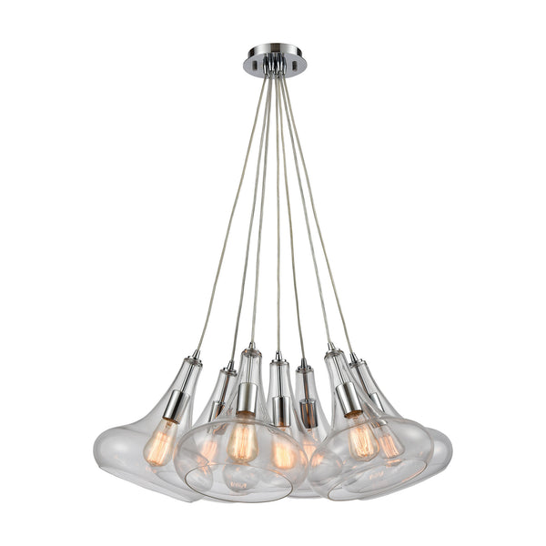 Options 7 Light Polished Chrome Light Glass Vintage Fixture Ceiling Pendant