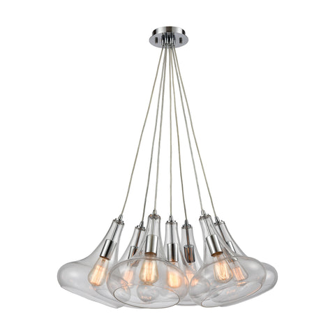 Options 7 Light Polished Chrome Light Glass Vintage Fixture Ceiling Pendant