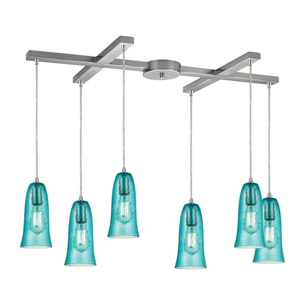 Hammered Glass Satin Nickel Light Glass Vintage Fixture Ceiling Pendant