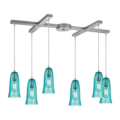 Hammered Glass Satin Nickel Light Glass Vintage Fixture Ceiling Pendant