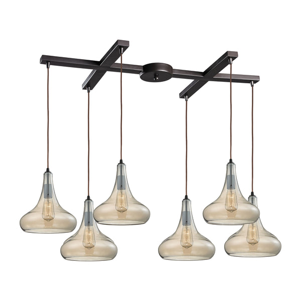 Orbital 6 Light Glass Oil Rubbed Bronze Vintage Fixture Ceiling Pendant