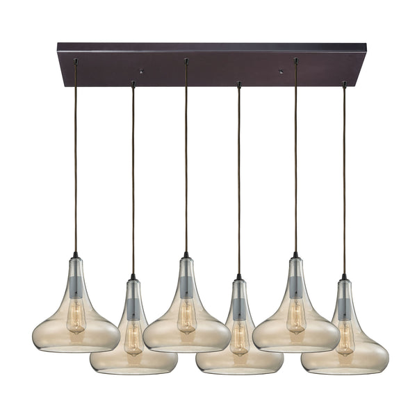Orbital 6 Light Glass Oil Rubbed Bronze Vintage Fixture Ceiling Mini Pendant