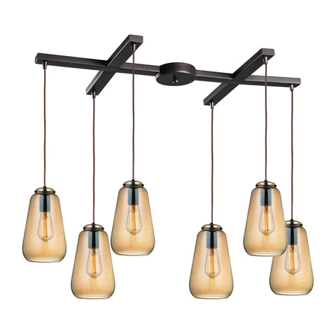 Orbital 6 Light Glass Oil Rubbed Bronze Vintage Fixture Ceiling Pendant