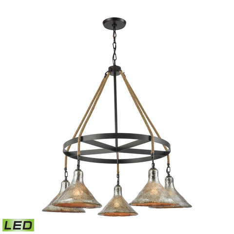 Hand Formed Glass 5-Light Oil Rubbed Bronze LED Bulb(s) Light Chandelier