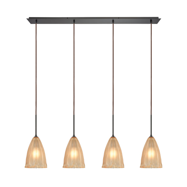Calipsa 4 Light Oil Rubbed Bronze Light Glass Vintage Fixture Ceiling Pendant
