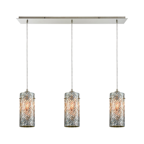 Capri 3 Satin Nickel Light Glass Vintage Fixture Ceiling Pendant