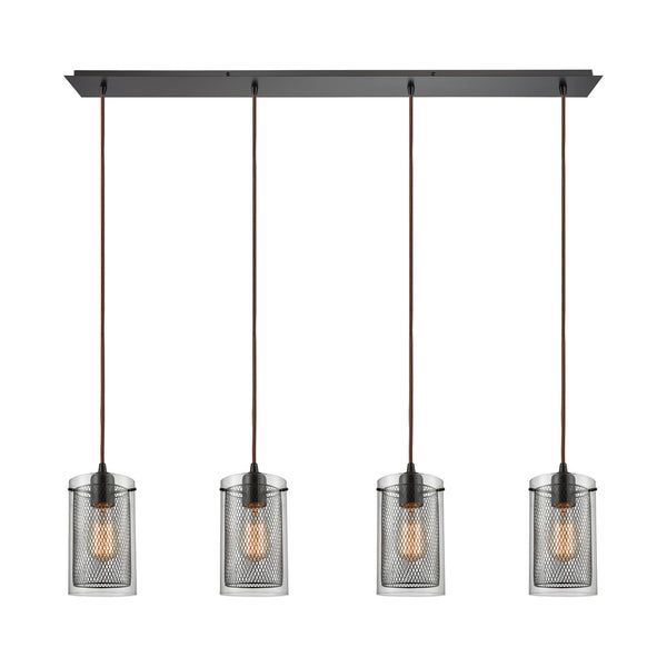 Brant 4 Light Oil Rubbed Bronze Light Glass Vintage Fixture Ceiling Pendant