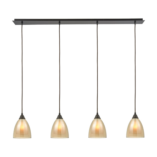 Options 4 Light Linear Oil Rubbed Bronze Glass Vintage Fixture Mini Pendant