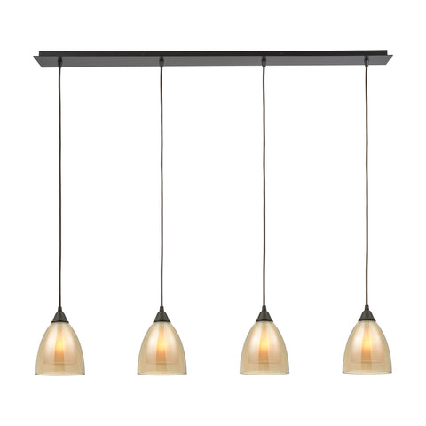 Options 4 Light Linear Oil Rubbed Bronze Glass Vintage Fixture Mini Pendant