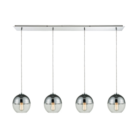 Revelo 4 Polished Chrome Light Glass Vintage Fixture Ceiling Pendant