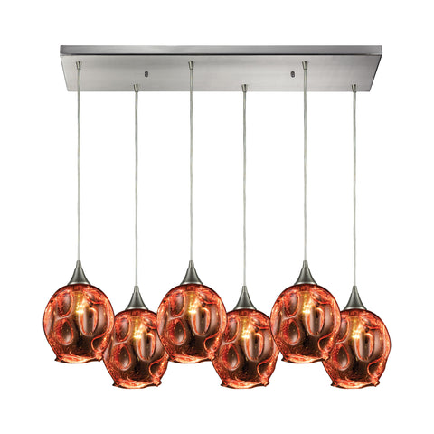 Morph 6 Satin Nickel Light Glass Vintage Fixture Ceiling Pendant