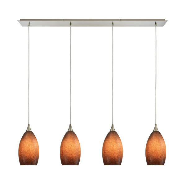 Earth 4 Light Satin Nickel and Sand Glass Vintage Fixture Ceiling Pendant