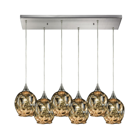 Morph 6 Satin Nickel Light Glass Vintage Fixture Ceiling Pendant