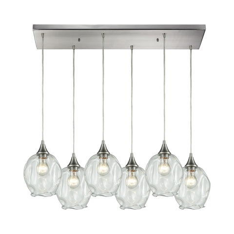 Morph 6 Satin Nickel Light Glass Vintage Fixture Ceiling Pendant