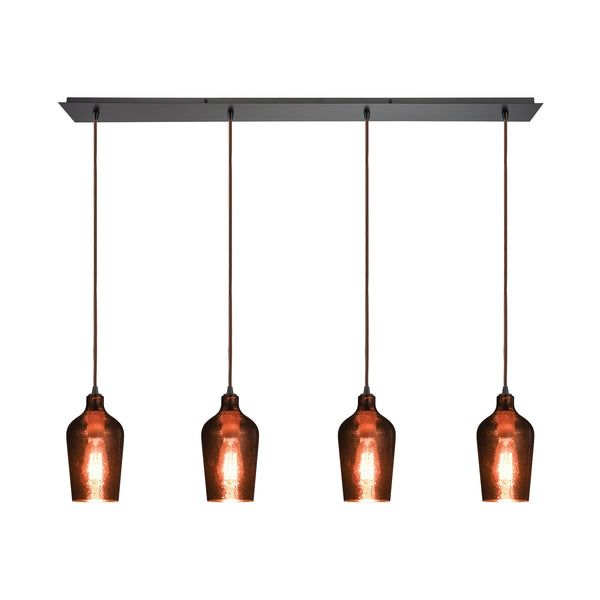 Hammered Glass 4 Oil Rubbed Bronze Light Glass Vintage Fixture Ceiling Pendant