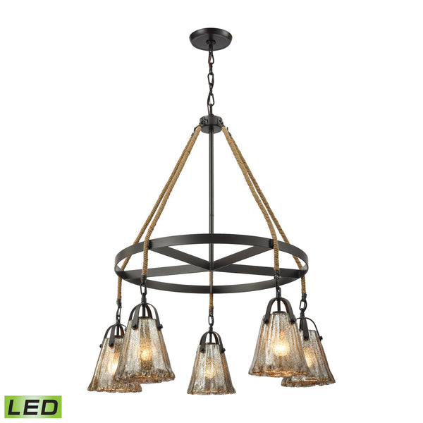 Hand Formed Glass 5-Light Oil Rubbed Bronze LED Bulb(s) Light Chandelier