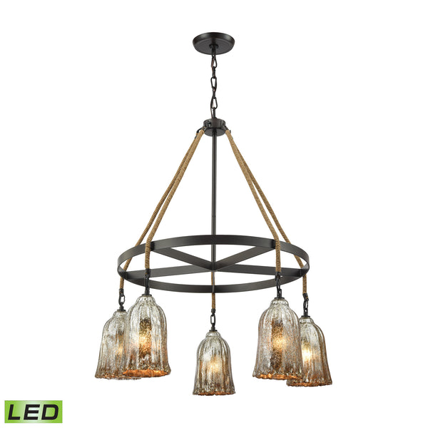 Hand Formed Glass 5-Light Oil Rubbed Bronze LED Bulb(s) Light Chandelier