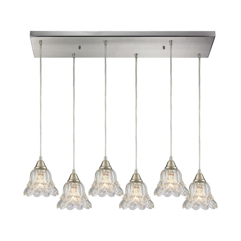 Walton 6 Satin Nickel Light Glass Vintage Fixture Ceiling Pendant