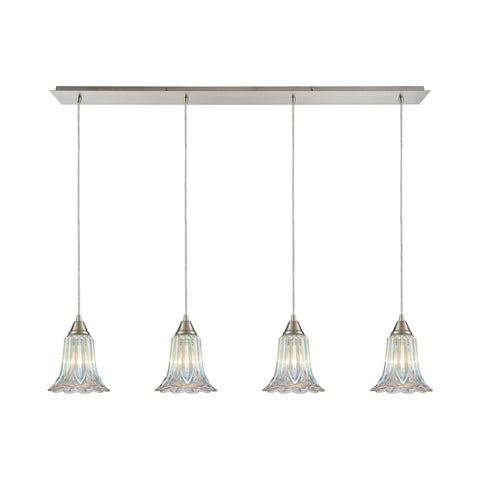 Walton 4 Satin Nickel Light Glass Vintage Fixture Ceiling Pendant