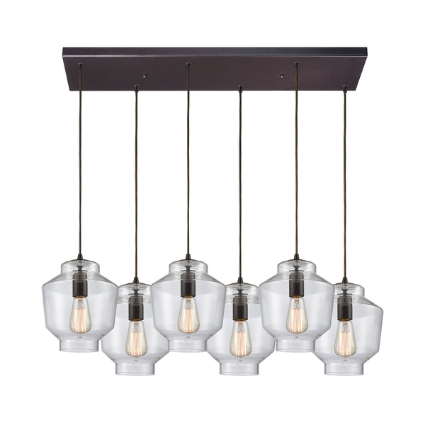 Barrel 6 Oil Rubbed Bronze Light Glass Vintage Fixture Ceiling Pendant