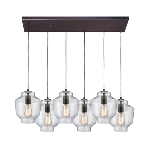 Barrel 6 Oil Rubbed Bronze Light Glass Vintage Fixture Ceiling Pendant