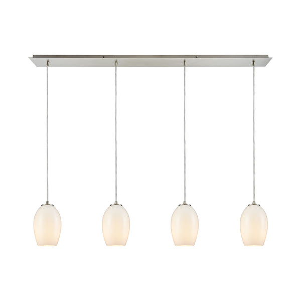 Villiska 4 Satin Nickel Light Glass Vintage Fixture Ceiling Pendant