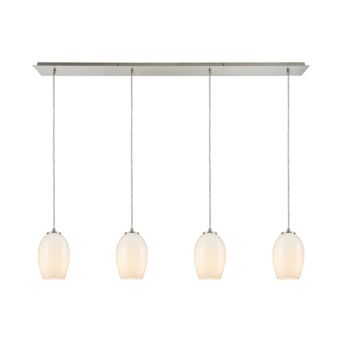 Villiska 4 Satin Nickel Light Glass Vintage Fixture Ceiling Pendant