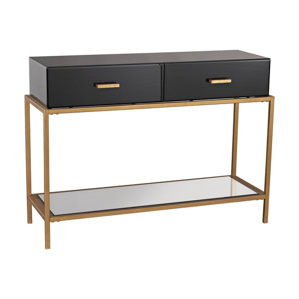 Dimond Home Evans Metal & Glass Console Table (Black Glass & Gold)