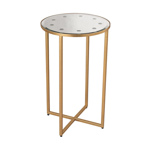 Dimond Home Cross Base Metal & Glass Side Table (Gold & Mirror Top)