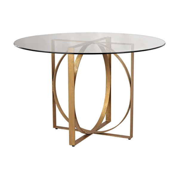 Dimond Home Box Rings Metal & Glass Entry Table (Gold & Clear Top)