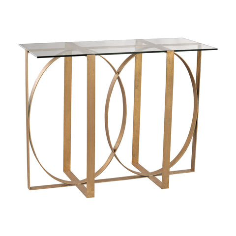 Dimond Home Box Rings Metal & Glass Console Table (Gold & Clear Top)
