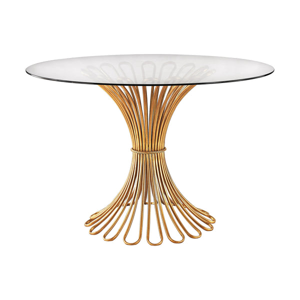 Dimond Home Flaired Rope Metal & Glass Entry Table (Gold & Clear Top)