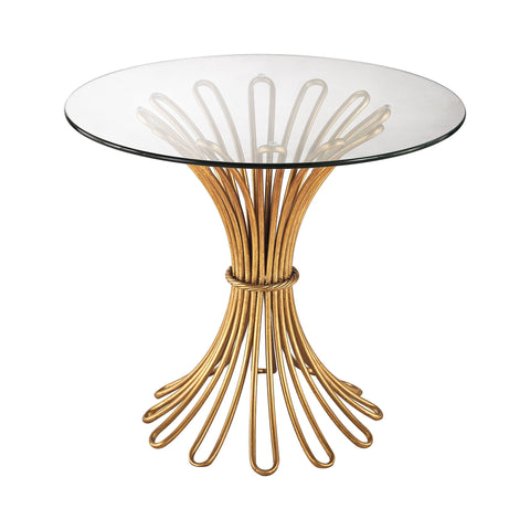 Dimond Home Flaired Rope Metal & Glass Side Table (Gold & Clear Top)