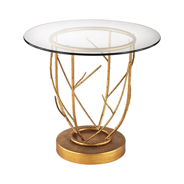 Dimond Home Thicket Metal & Glass Side Table (Gold & Clear Top)