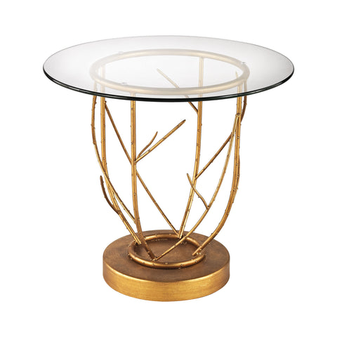 Dimond Home Thicket Metal & Glass Side Table (Gold & Clear Top)