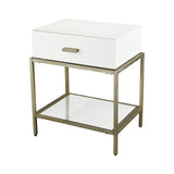 Dimond Home Evans Metal & Glass Side Table (White & Gold)