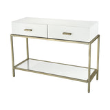 Dimond Home Evans Metal & Glass Console Table (Gold & White)
