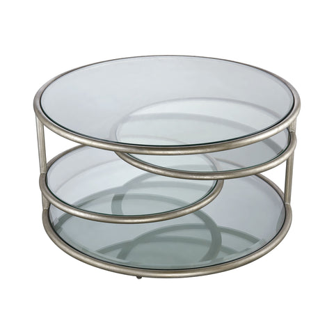 Dimond Home Stacked Metal & Glass Coffee Table (Silver & Clear Top)