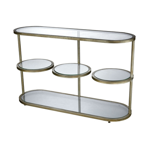 Dimond Home Stacked Metal & Glass Console Table (Silver & Clear Shelves)