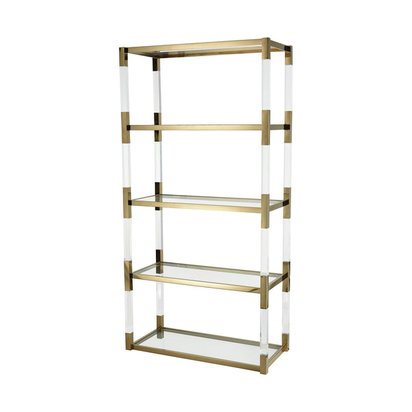 Equity Clear Acrylic Gold Plated Steel Storage Bookcase Shelf Bookshelf