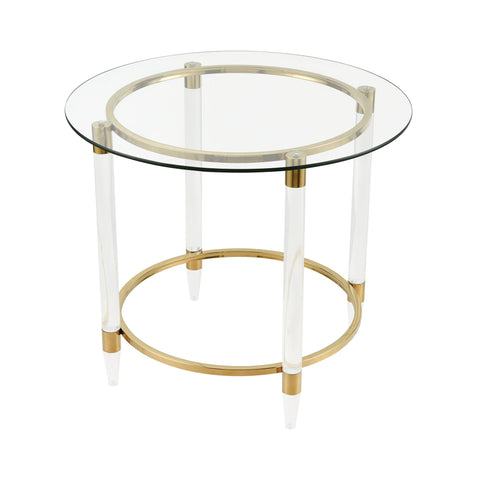 Pharoah's Chariot Gold Plated Clear Vintage Pedestal Stand Accent Table