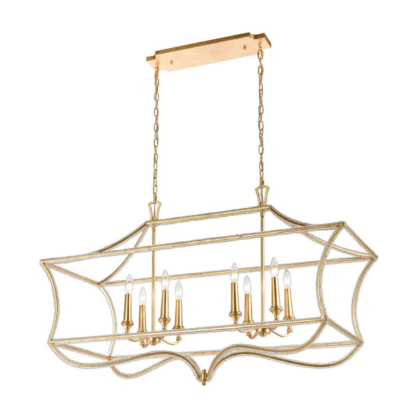 La Rochelle 8-Light Parisian Gold Leaf Glass Vintage Fixture Island Light